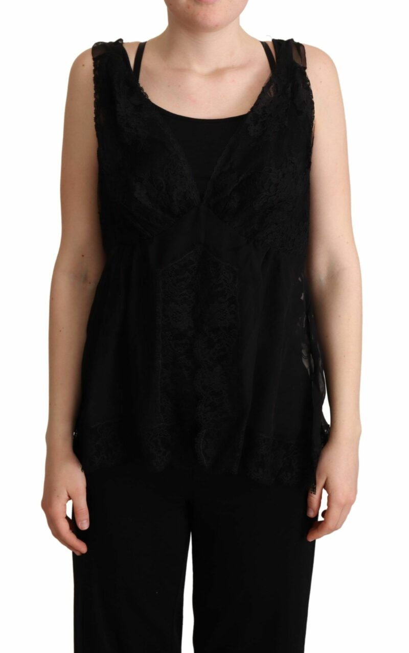 Dolce & Gabbana Lustrous Silk-Blend Lace Trim Camisole - Image 2