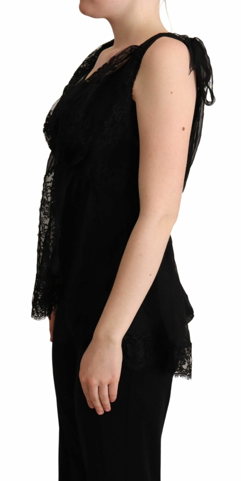 Dolce & Gabbana Lustrous Silk-Blend Lace Trim Camisole - Image 3