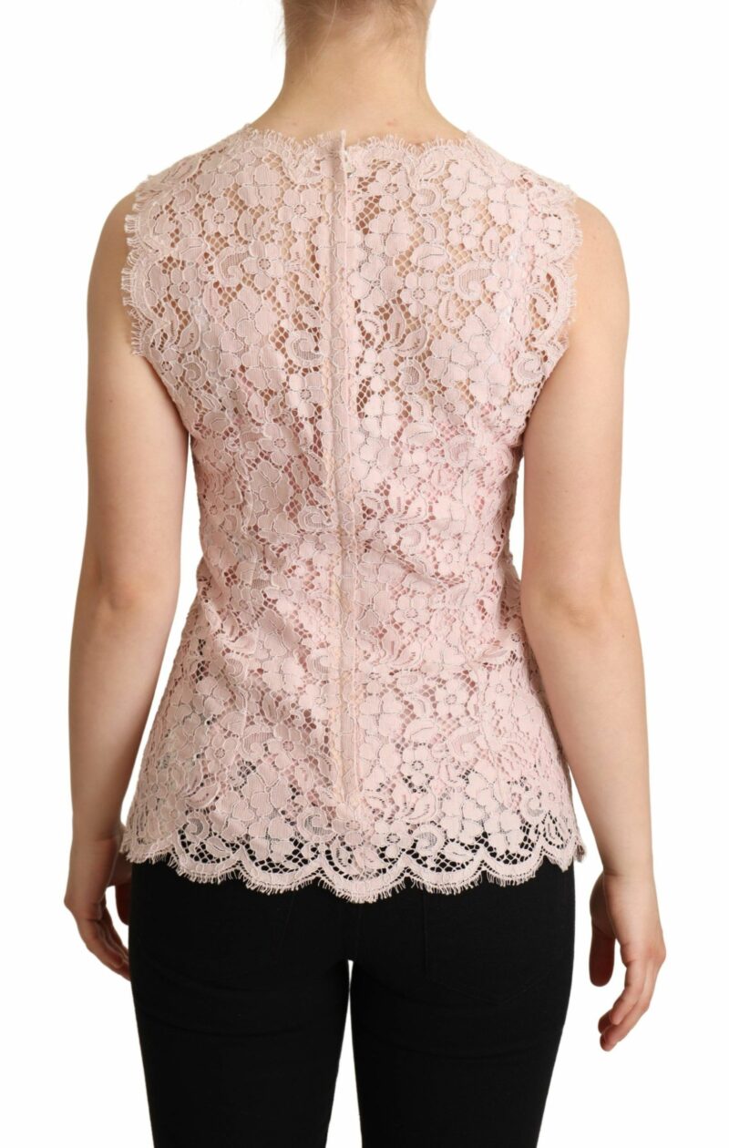 Dolce & Gabbana Elegant Pink Lace Sleeveless Blouse - Image 3
