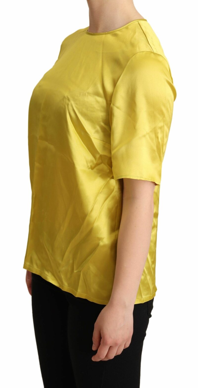 Dolce & Gabbana Elegant Silk Short Sleeve Blouse Top - Yellow - Image 2