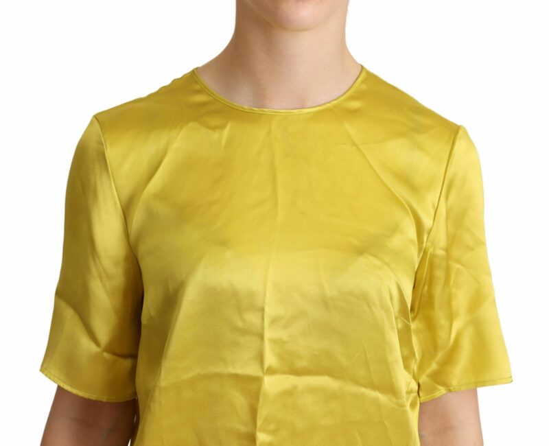 Dolce & Gabbana Elegant Silk Short Sleeve Blouse Top - Yellow - Image 4