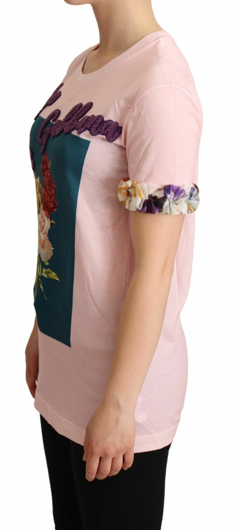 Dolce & Gabbana Elegant Floral Rose Applique T-Shirt - Image 2