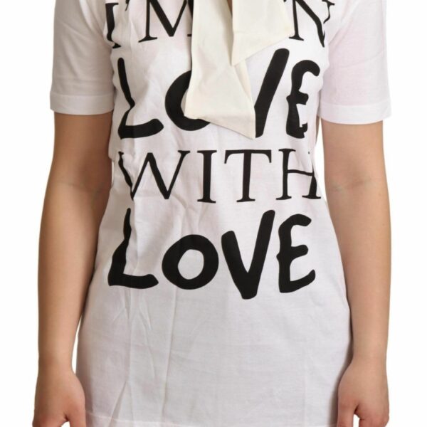 Dolce & Gabbana Chic White Love Motif Silk-Blend Tee