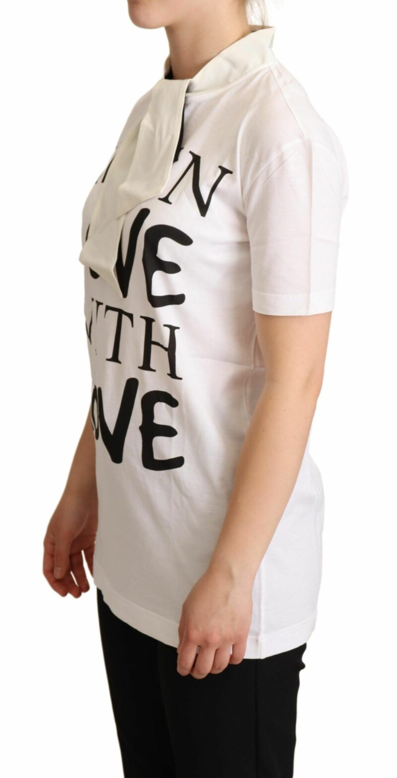 Dolce & Gabbana Chic White Love Motif Silk-Blend Tee - Image 2