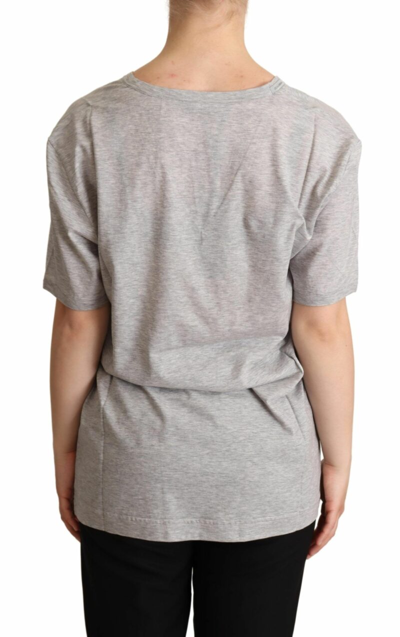 Dolce & Gabbana Elegant Gray V-Neck Cotton Tee - Image 3