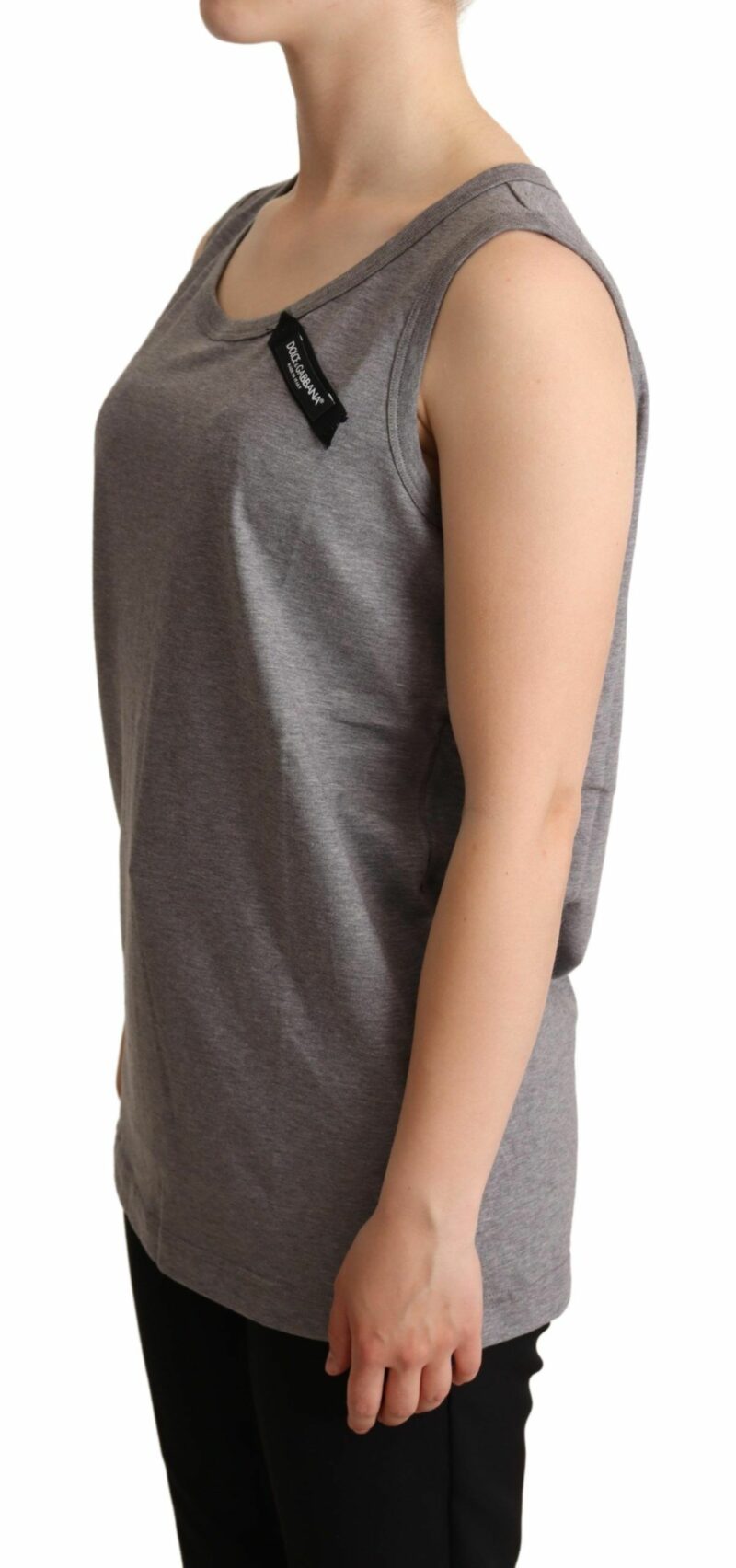 Dolce & Gabbana Elegant Gray Cotton Jersey Sleeveless Tank - Image 2
