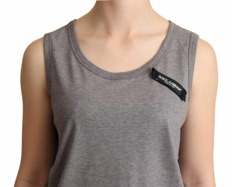 Dolce & Gabbana Elegant Gray Cotton Jersey Sleeveless Tank - Image 4