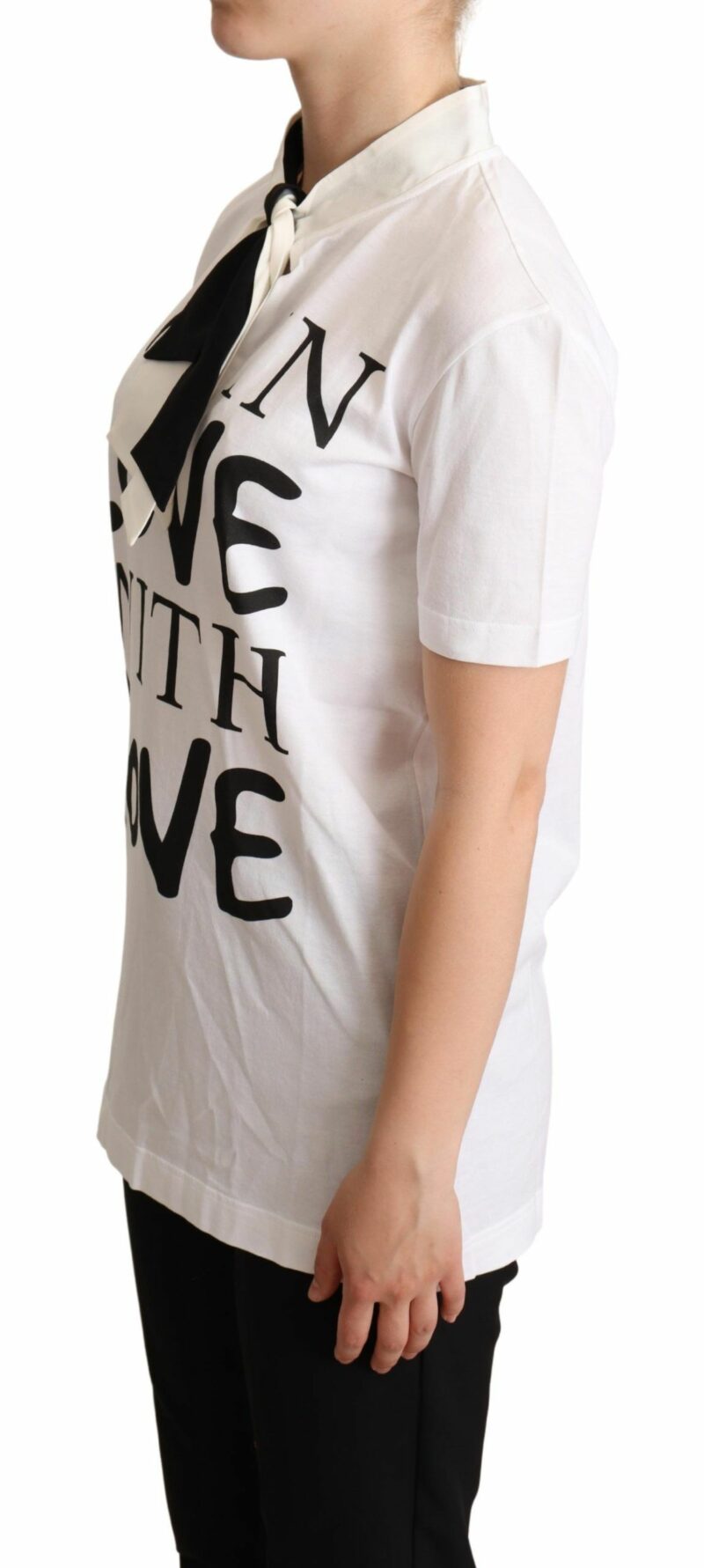 Dolce & Gabbana Chic Love Slogan Silk Cotton Tee - Image 3