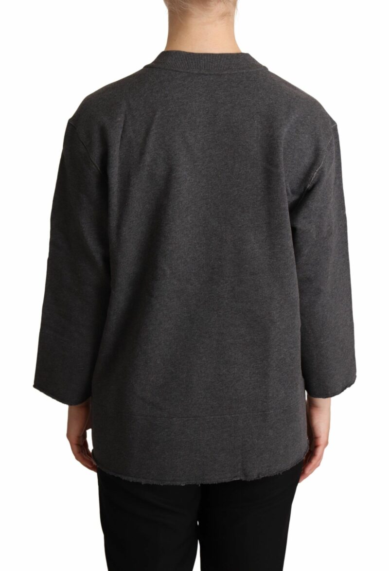 Dolce & Gabbana Chic Gray Embroidered Cotton Sweater - Image 3