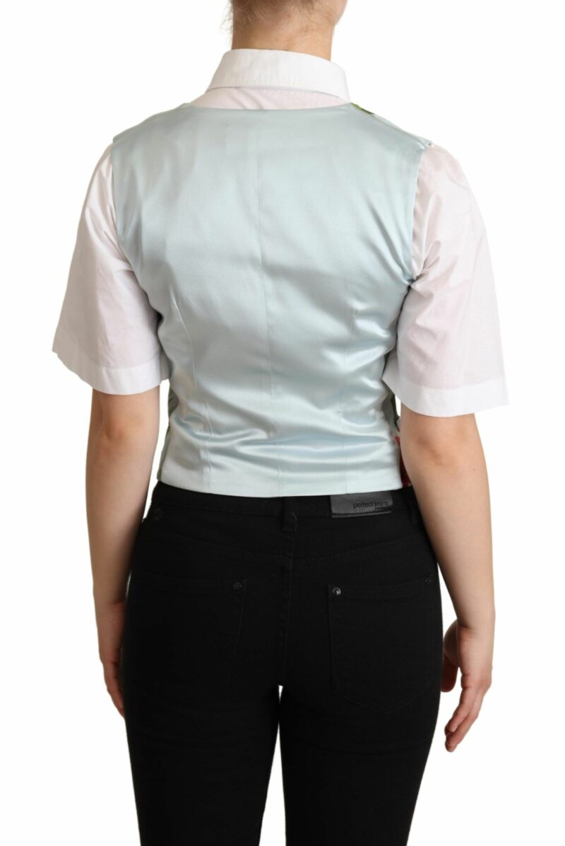 Dolce & Gabbana Elegant Floral Print Silk Waistcoat - Image 3