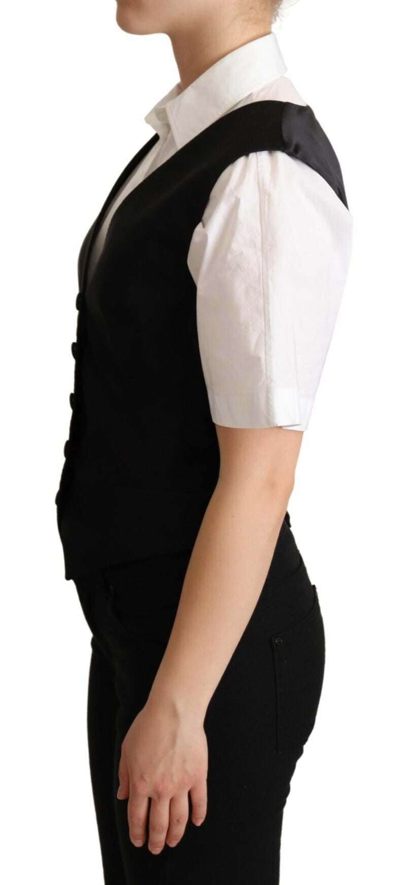 Dolce & Gabbana Elegant Silk Blend Black Waistcoat - Image 2