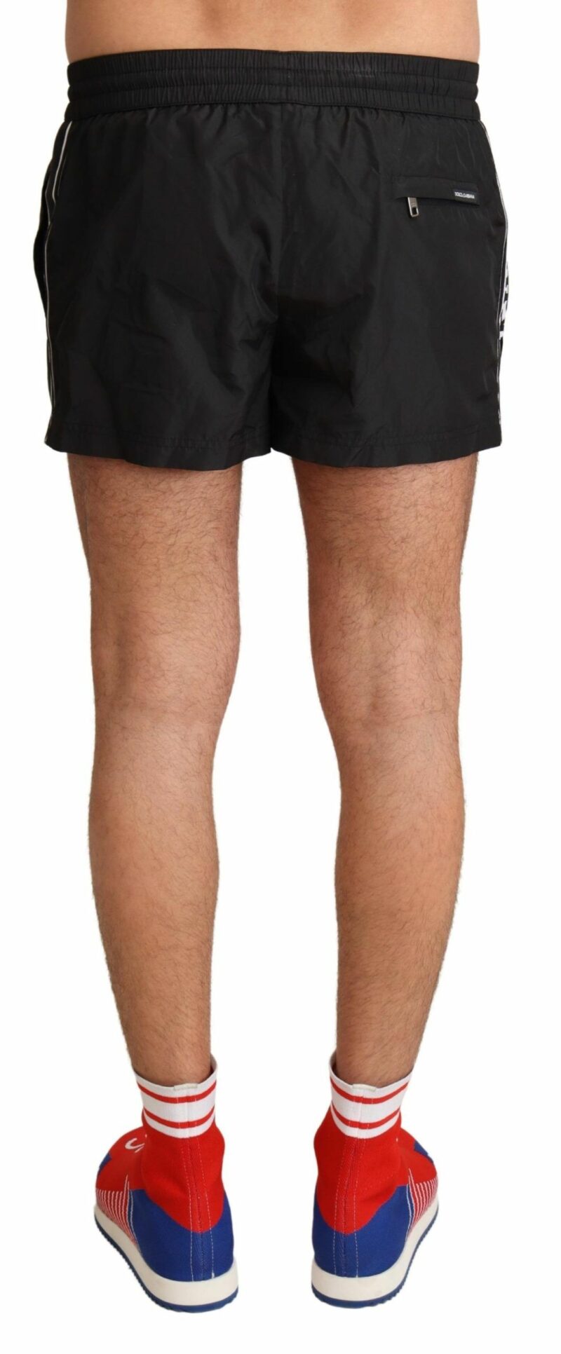 Dolce & Gabbana Elegant Black KING Motive Swim Trunks - Image 2