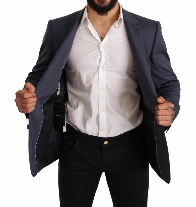 Dolce & Gabbana Elegant Blue Wool Martini Blazer Jacket - Image 6