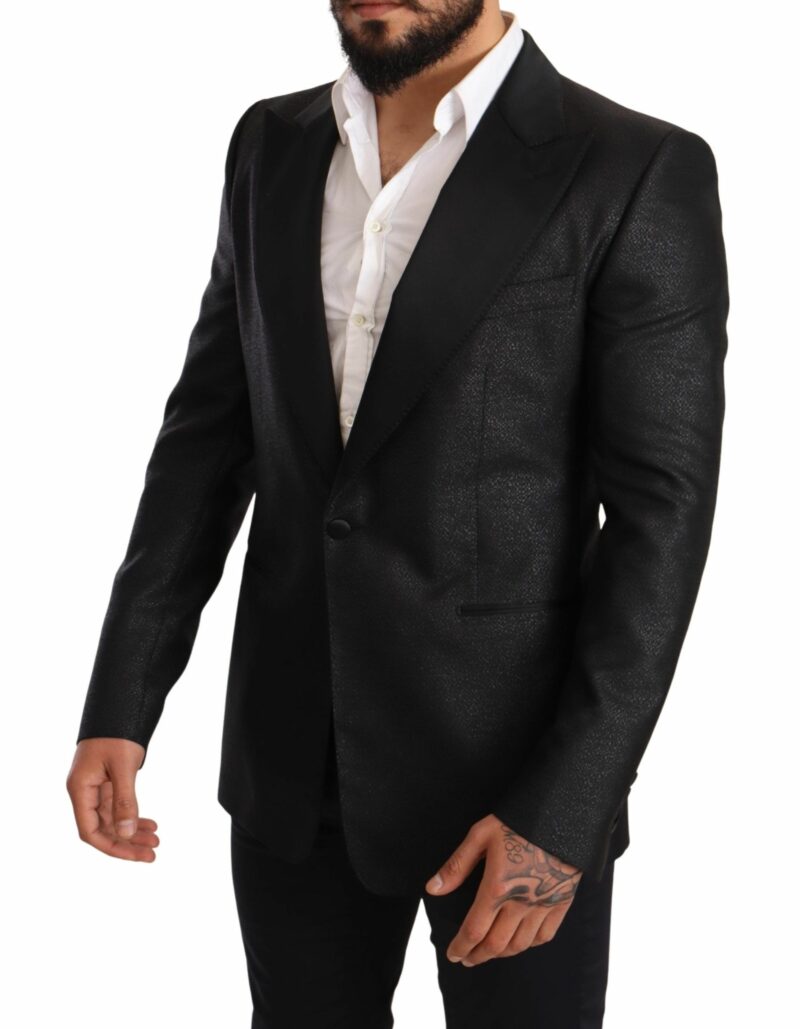 Dolce & Gabbana Elegant Black Metallic Slim Fit Blazer Jacket - Image 2
