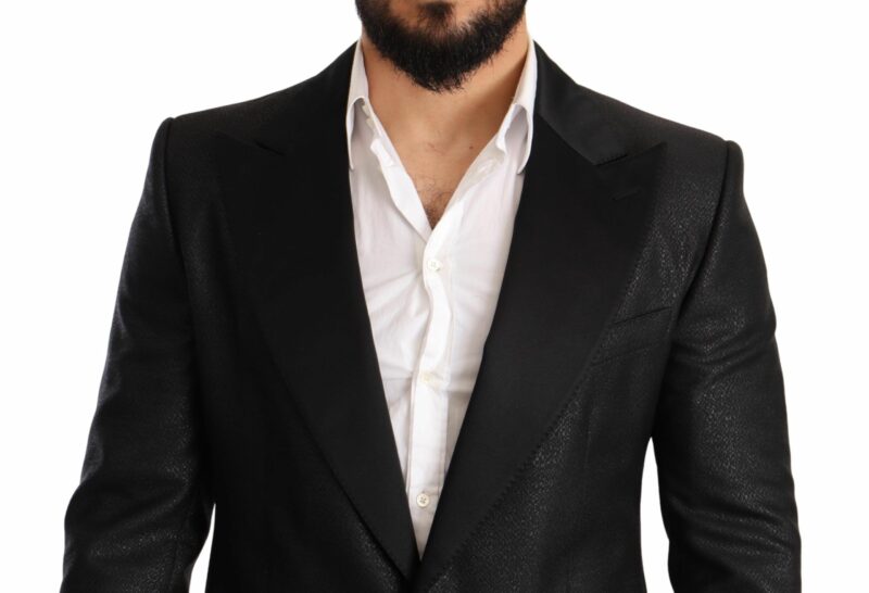 Dolce & Gabbana Elegant Black Metallic Slim Fit Blazer Jacket - Image 4