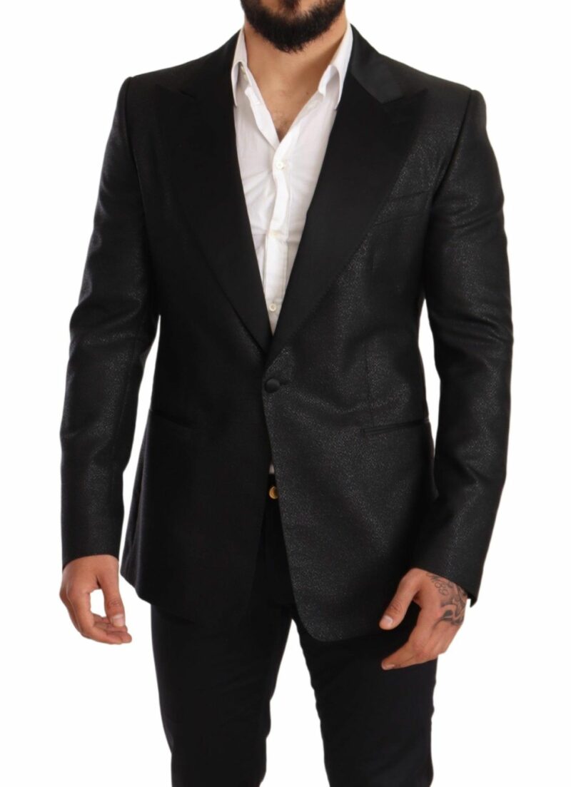 Dolce & Gabbana Elegant Black Metallic Slim Fit Blazer Jacket - Image 5