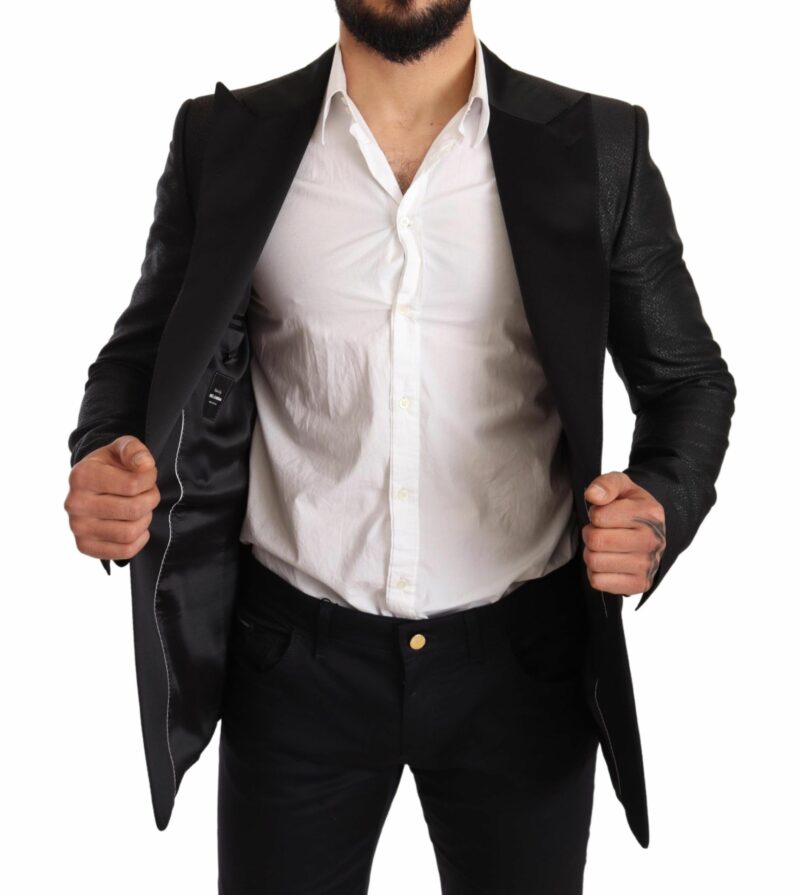 Dolce & Gabbana Elegant Black Metallic Slim Fit Blazer Jacket - Image 6