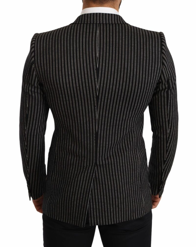 Dolce & Gabbana Elegant Black Striped Virgin Wool Blazer - Image 3