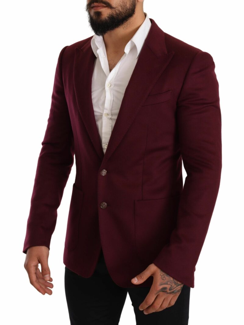 Dolce & Gabbana Elegant Maroon Bordeaux Cashmere Blazer - Image 2