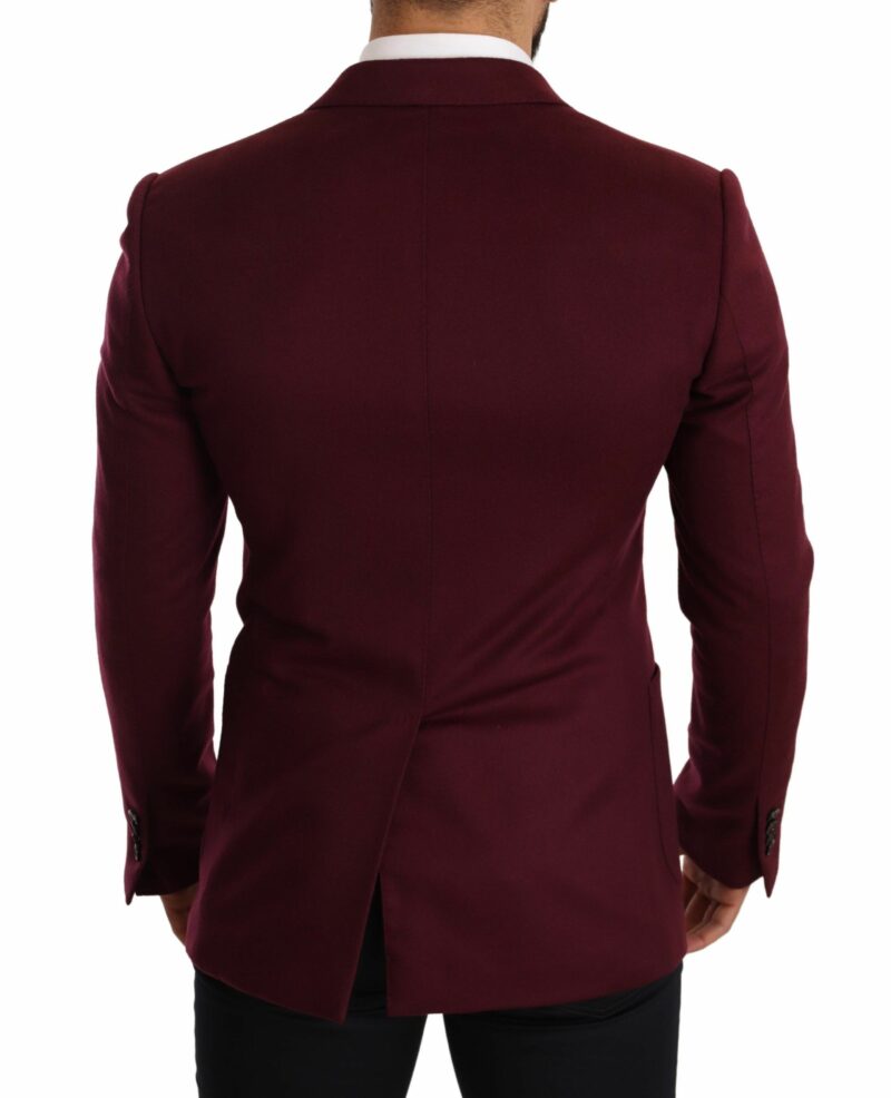 Dolce & Gabbana Elegant Maroon Bordeaux Cashmere Blazer - Image 3