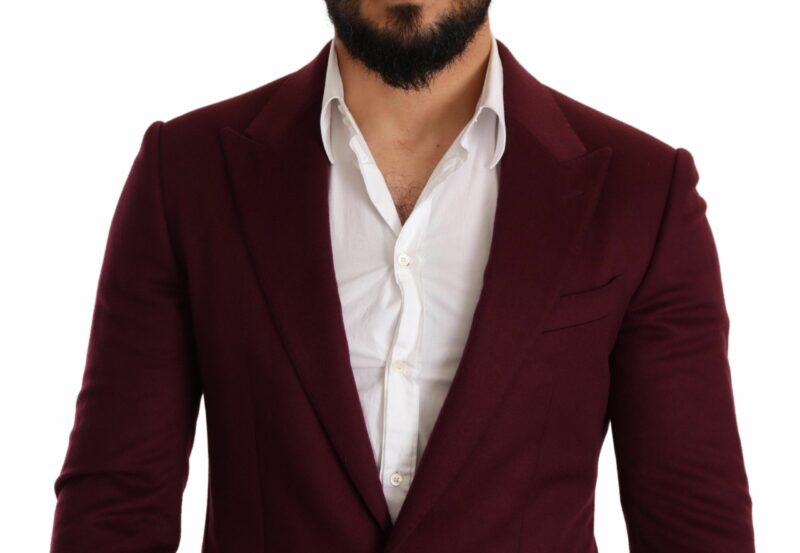 Dolce & Gabbana Elegant Maroon Bordeaux Cashmere Blazer - Image 4