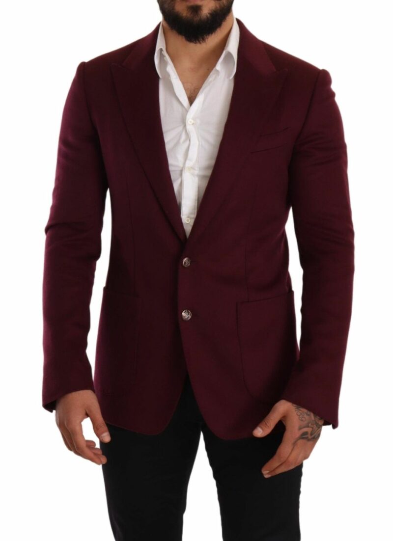Dolce & Gabbana Elegant Maroon Bordeaux Cashmere Blazer - Image 5
