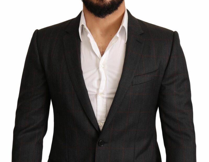 Dolce & Gabbana Elegant Gray Check Martini Blazer - Image 4
