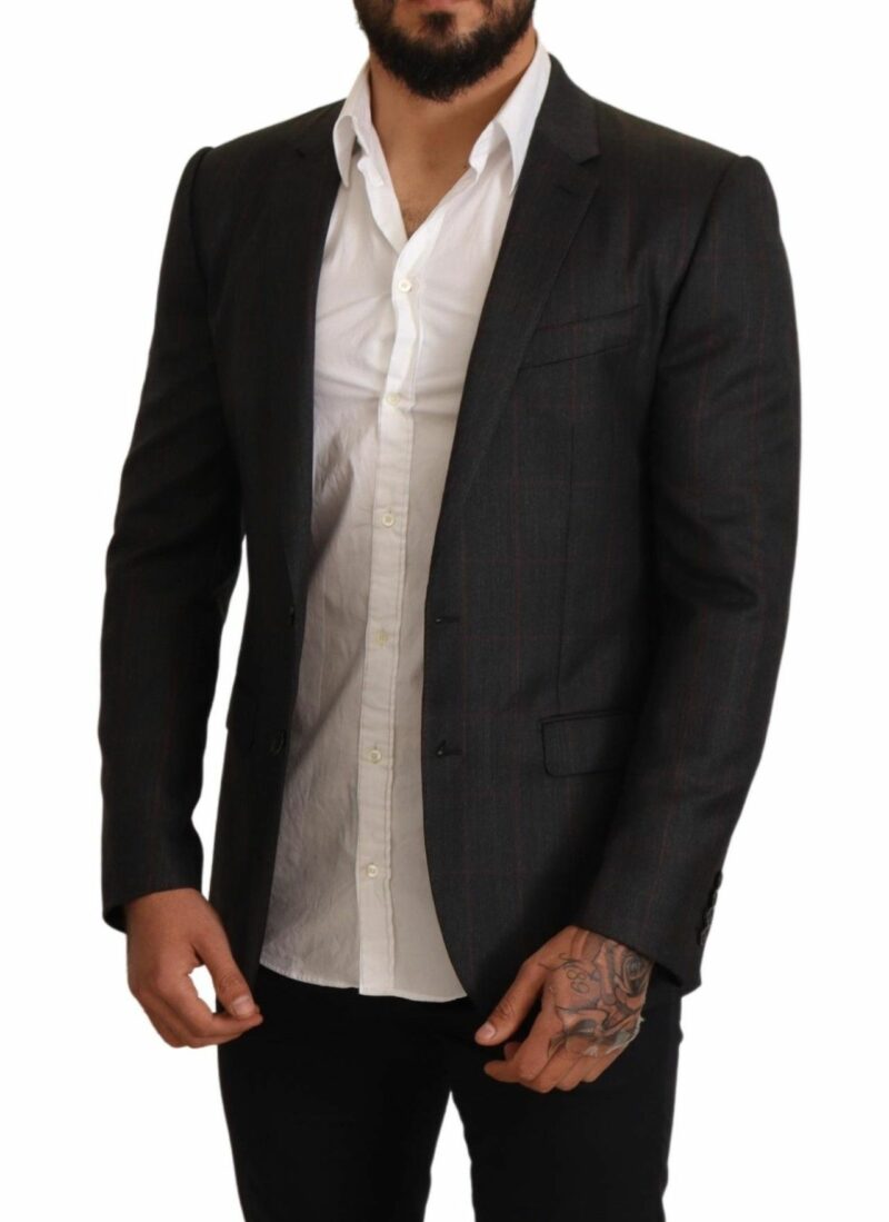 Dolce & Gabbana Elegant Gray Check Martini Blazer - Image 2