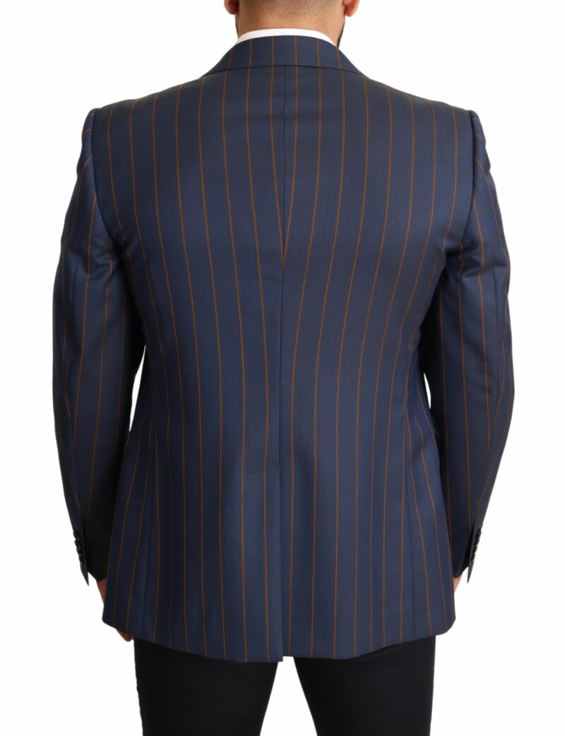 Dolce & Gabbana Elegant Slim Fit Blue Striped Wool Blazer - Image 3