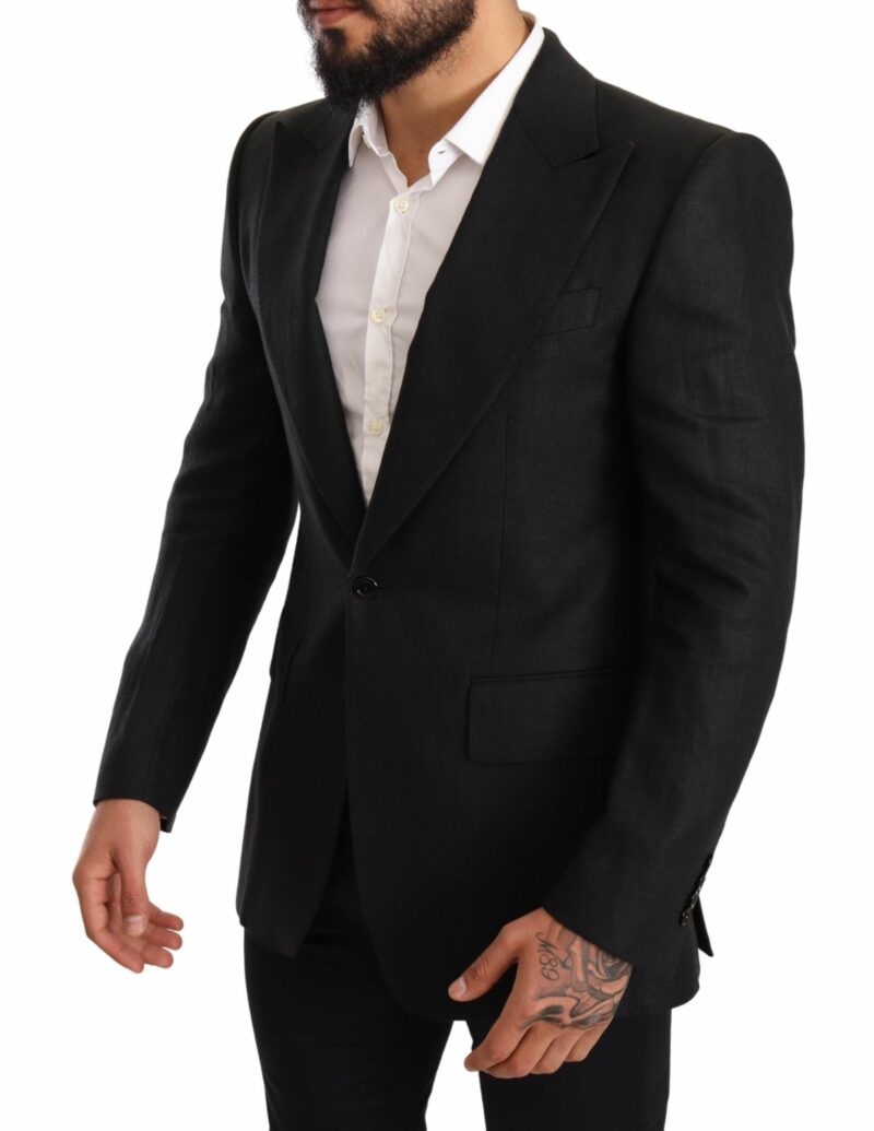 Dolce & Gabbana Elegant Slim Fit Black Linen Blazer - Image 2