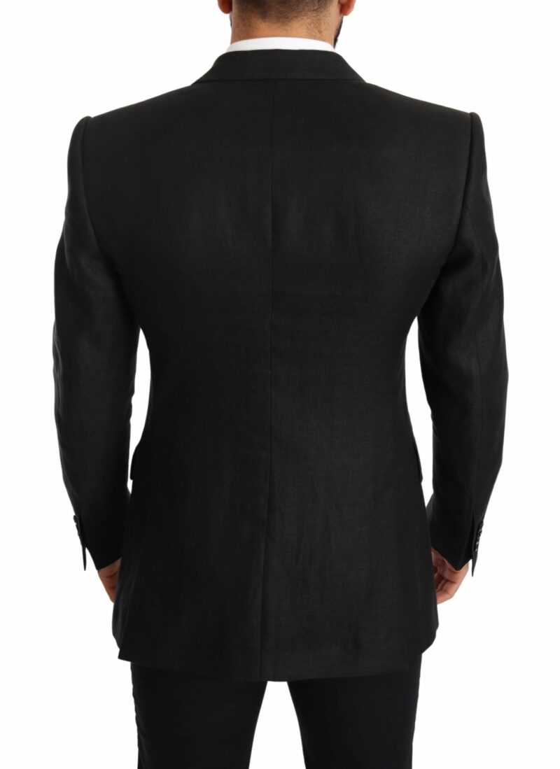 Dolce & Gabbana Elegant Slim Fit Black Linen Blazer - Image 3