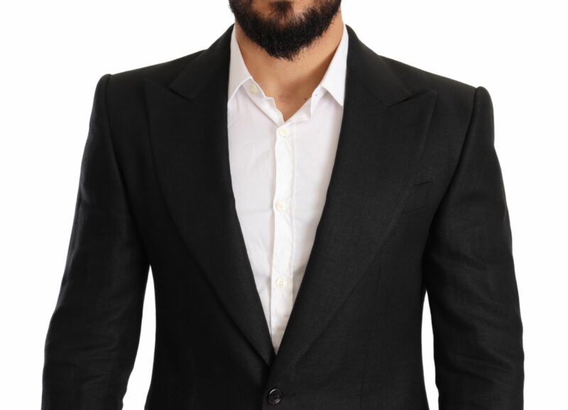 Dolce & Gabbana Elegant Slim Fit Black Linen Blazer - Image 4