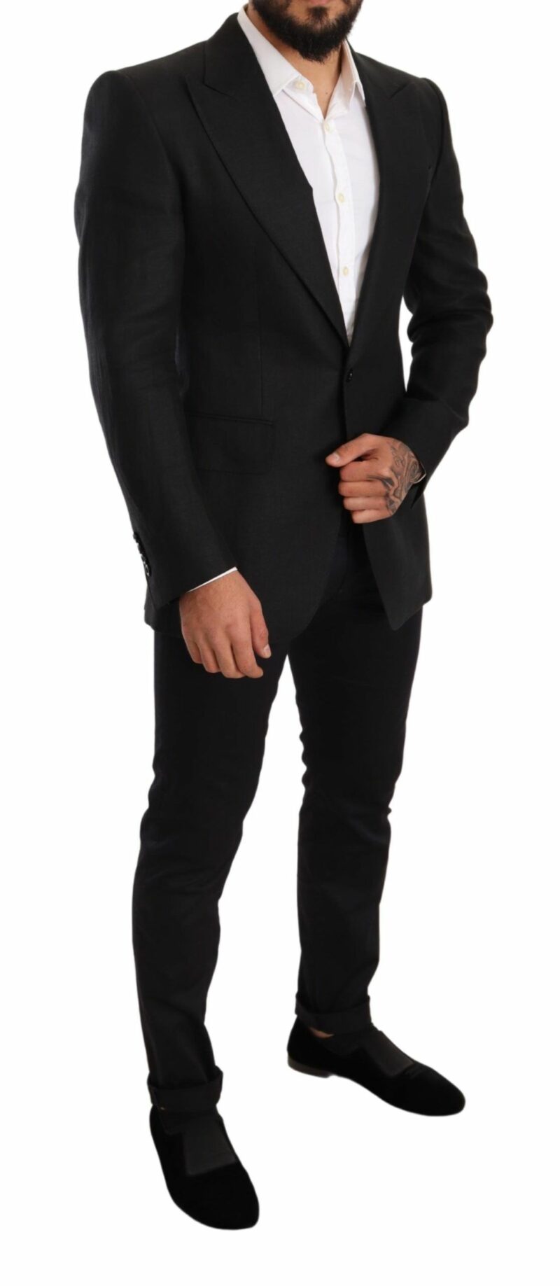 Dolce & Gabbana Elegant Slim Fit Black Linen Blazer - Image 5