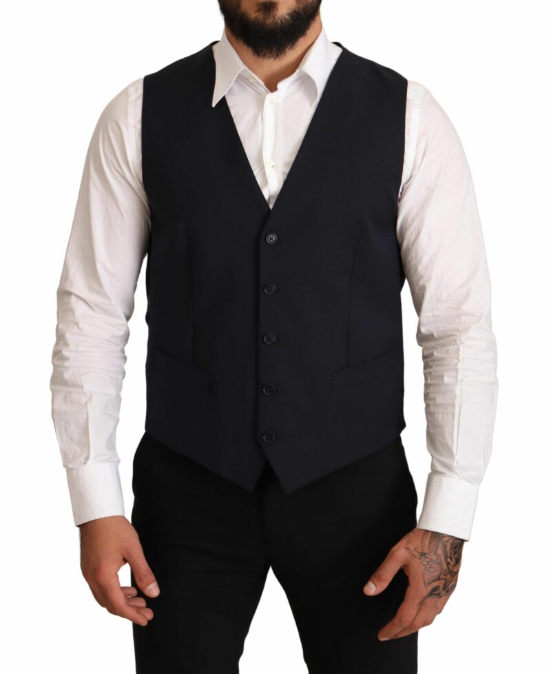 Dolce & Gabbana Elegant Dark Blue Wool Blend Martini Suit - Image 5