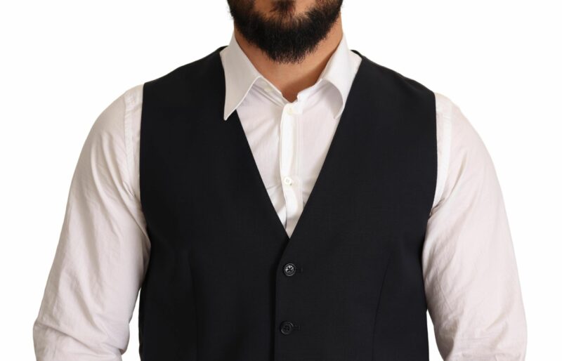 Dolce & Gabbana Elegant Dark Blue Wool Blend Martini Suit - Image 8