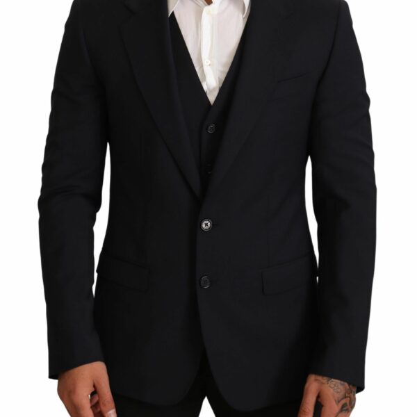 Dolce & Gabbana Elegant Dark Blue Wool Blend Martini Suit