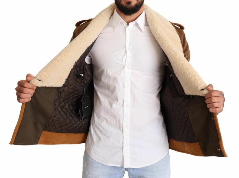 Dolce & Gabbana Elegant Double Breasted Shearling Jacket - Image 6