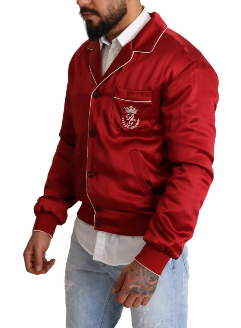 Dolce & Gabbana Sumptuous Silk Red Bomber Jacket - Image 2