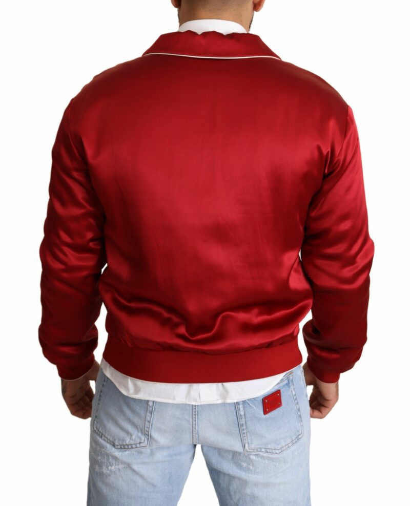 Dolce & Gabbana Sumptuous Silk Red Bomber Jacket - Image 3