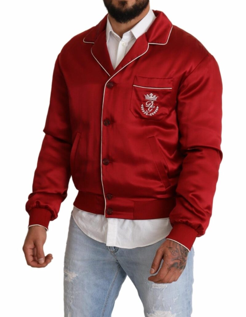 Dolce & Gabbana Sumptuous Silk Red Bomber Jacket - Image 5