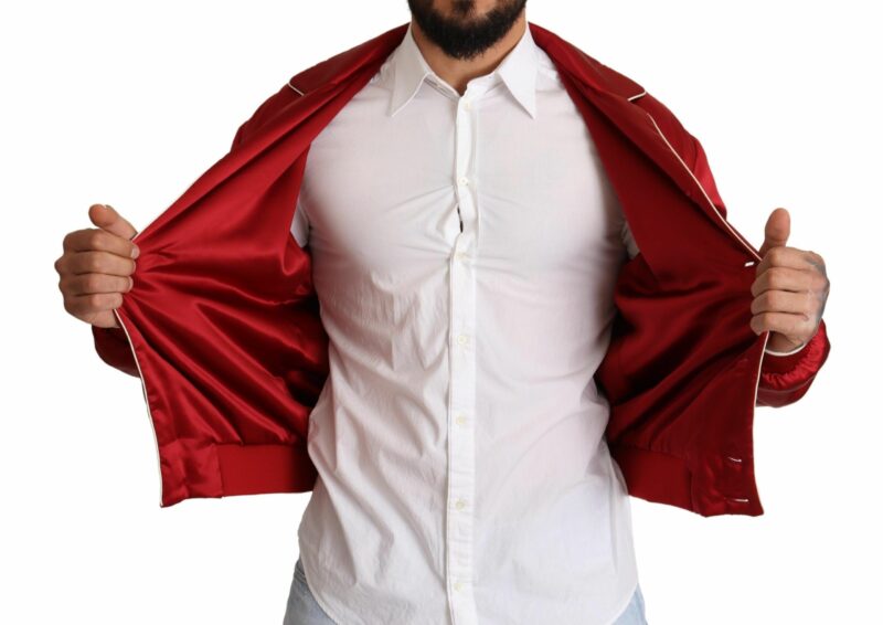 Dolce & Gabbana Sumptuous Silk Red Bomber Jacket - Image 6