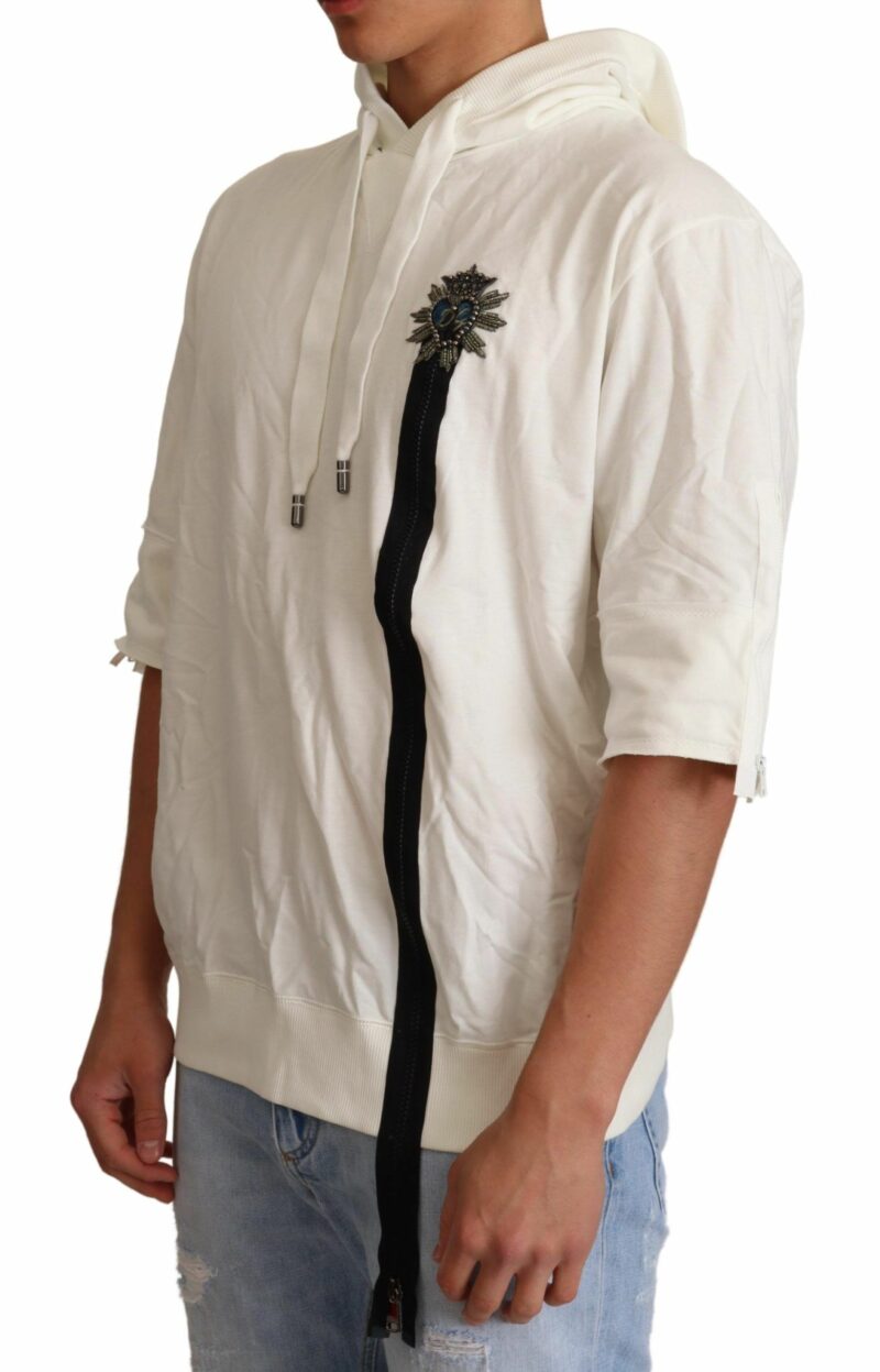 Dolce & Gabbana Exquisite Off-White Cotton Hooded Sweater - Image 2