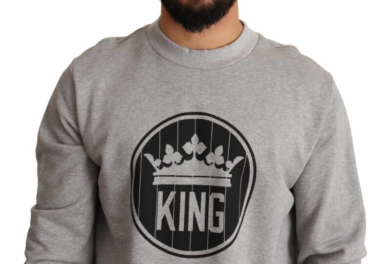 Dolce & Gabbana Regal Crown Cotton Sweater - Sophisticated Gray - Image 4