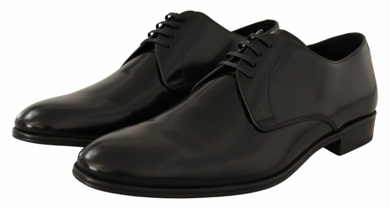 Dolce & Gabbana Elegant Black Leather Derby Shoes - Image 2