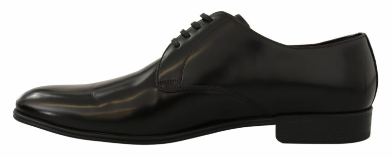 Dolce & Gabbana Elegant Black Leather Derby Shoes - Image 4