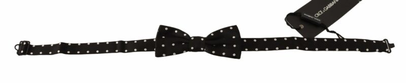 Dolce & Gabbana Elegant Black Polka Dot Silk Bow Tie - Image 2
