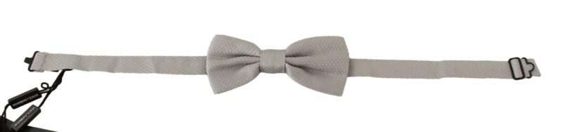 Dolce & Gabbana Elegant Silver Silk Bow Tie - Image 2