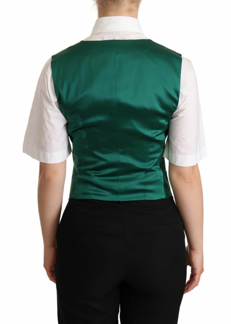 Dolce & Gabbana Elegant Green Silk Blend Waistcoat - Image 3