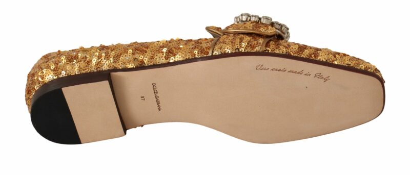 Dolce & Gabbana Elegant Gold Sequin Crystal Flats - Image 3