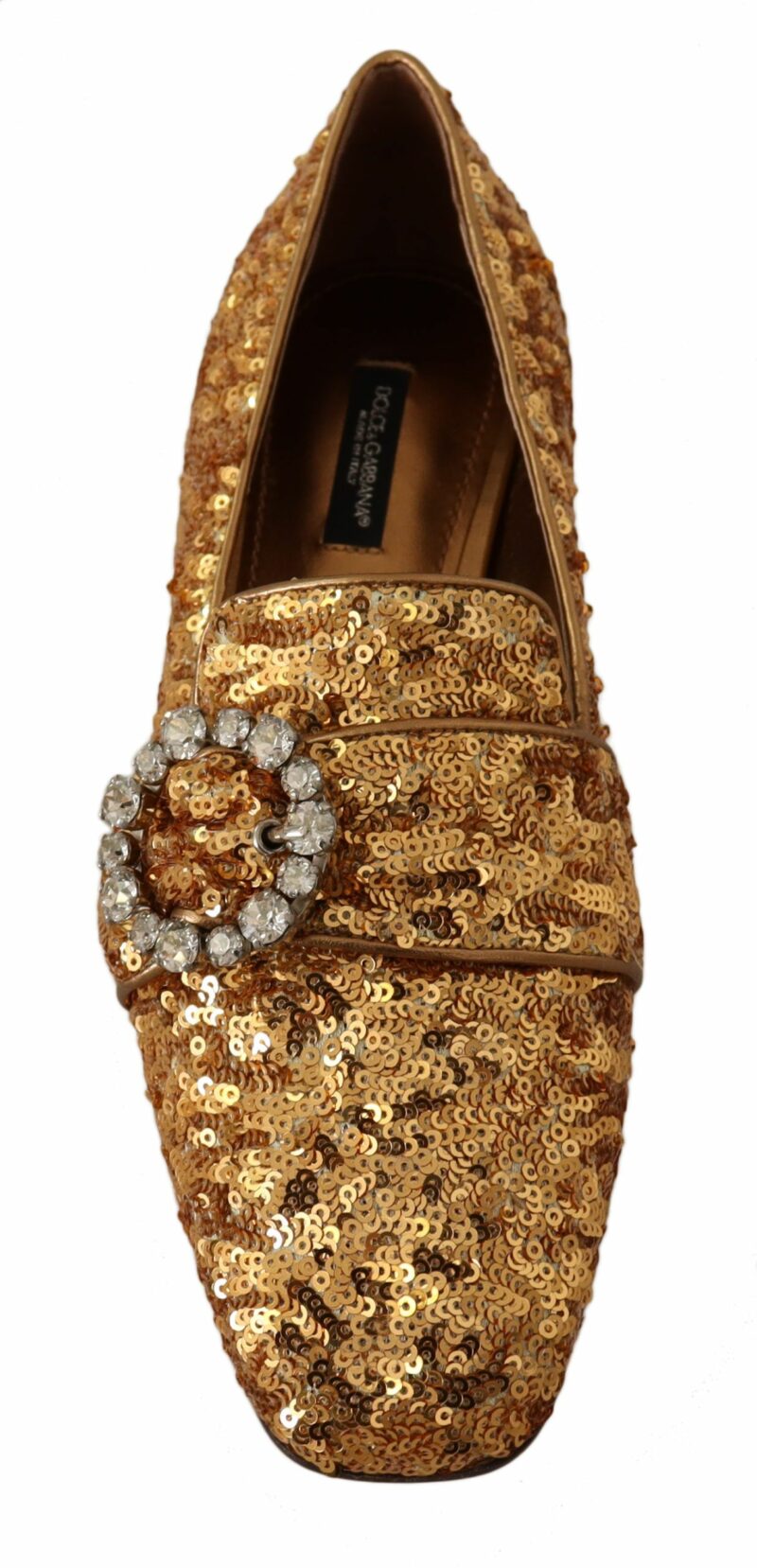 Dolce & Gabbana Elegant Gold Sequin Crystal Flats - Image 4